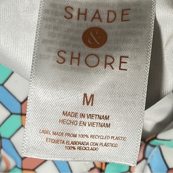 SHADE & SHORE Womens One Piece Deep V-neck Multi Geometric Print Medium 8/10 - Picture 9 of 12